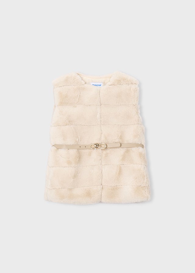 Mayoral Kız Kemerli Kürk Yelek  Bej  4328           