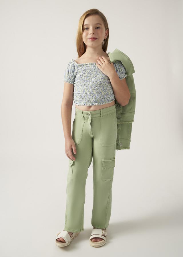 Mayoral Yazlık Kız  Gabardin Pantolon Yeşil 6507         