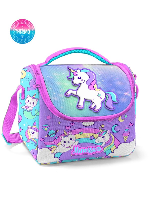 Minosso Kız 3007 Simli Unicorn Thermo Beslenme Çantası