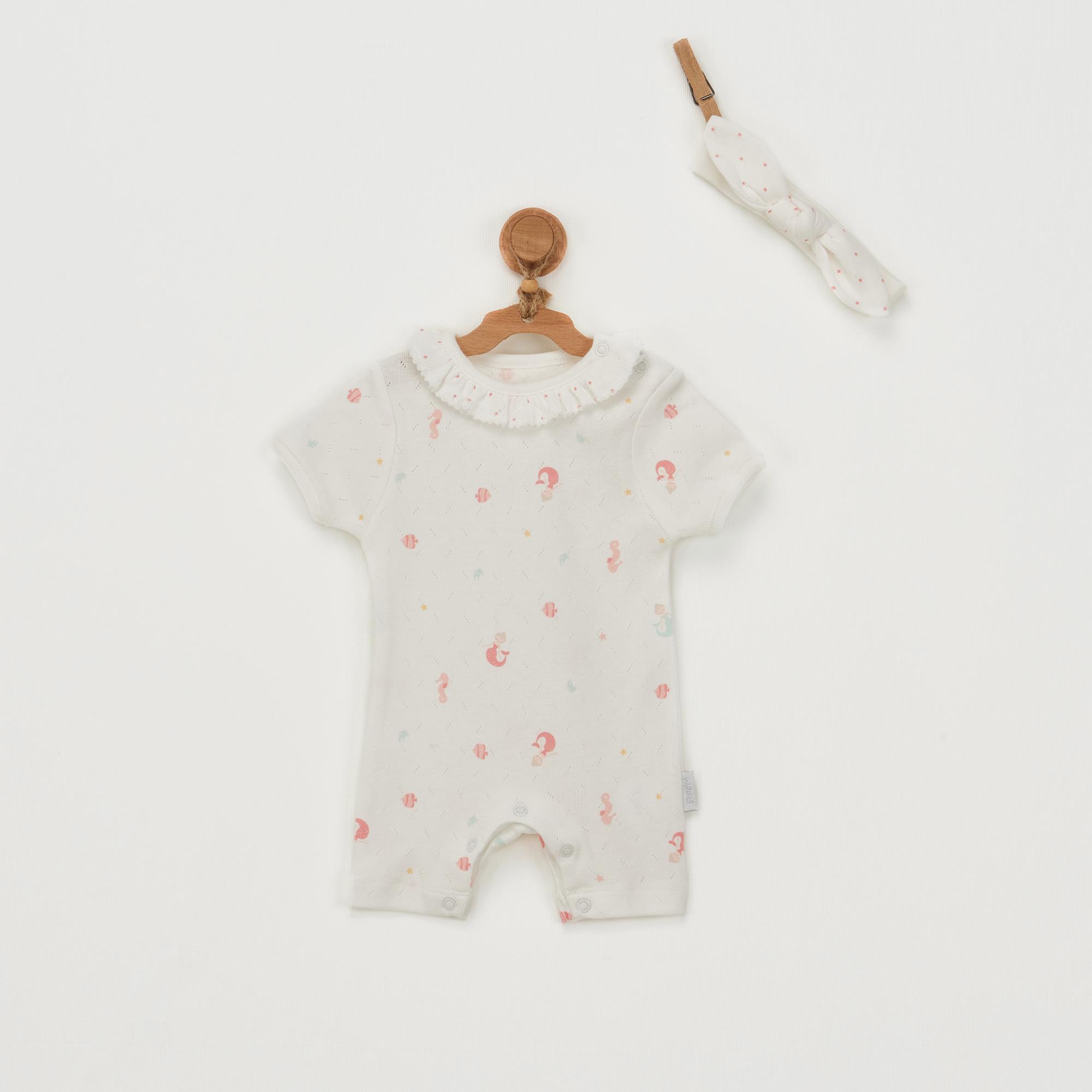 Andywawa AC22615 Kız Bebek Tokalı Tulum Beyaz
