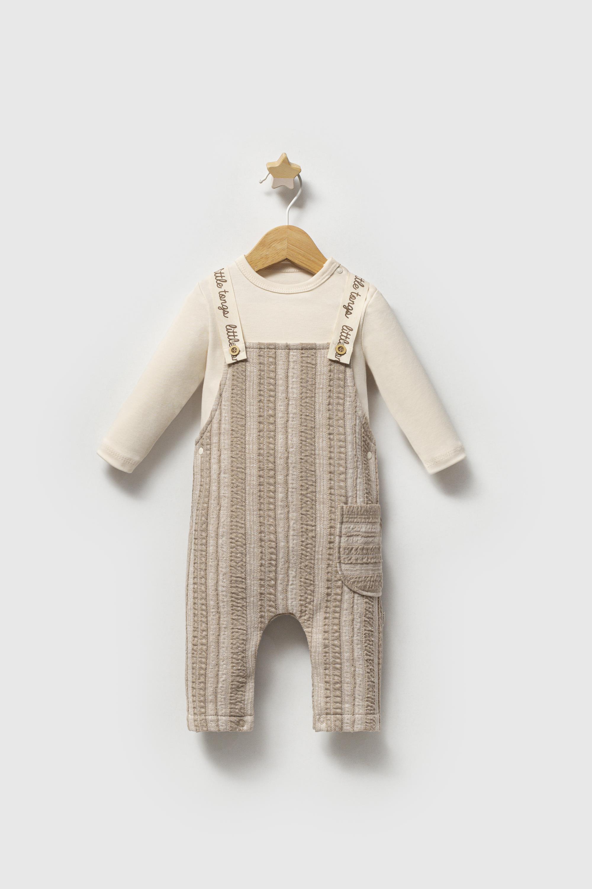 Erkek Bebek Salopet Tulum Bej 5722