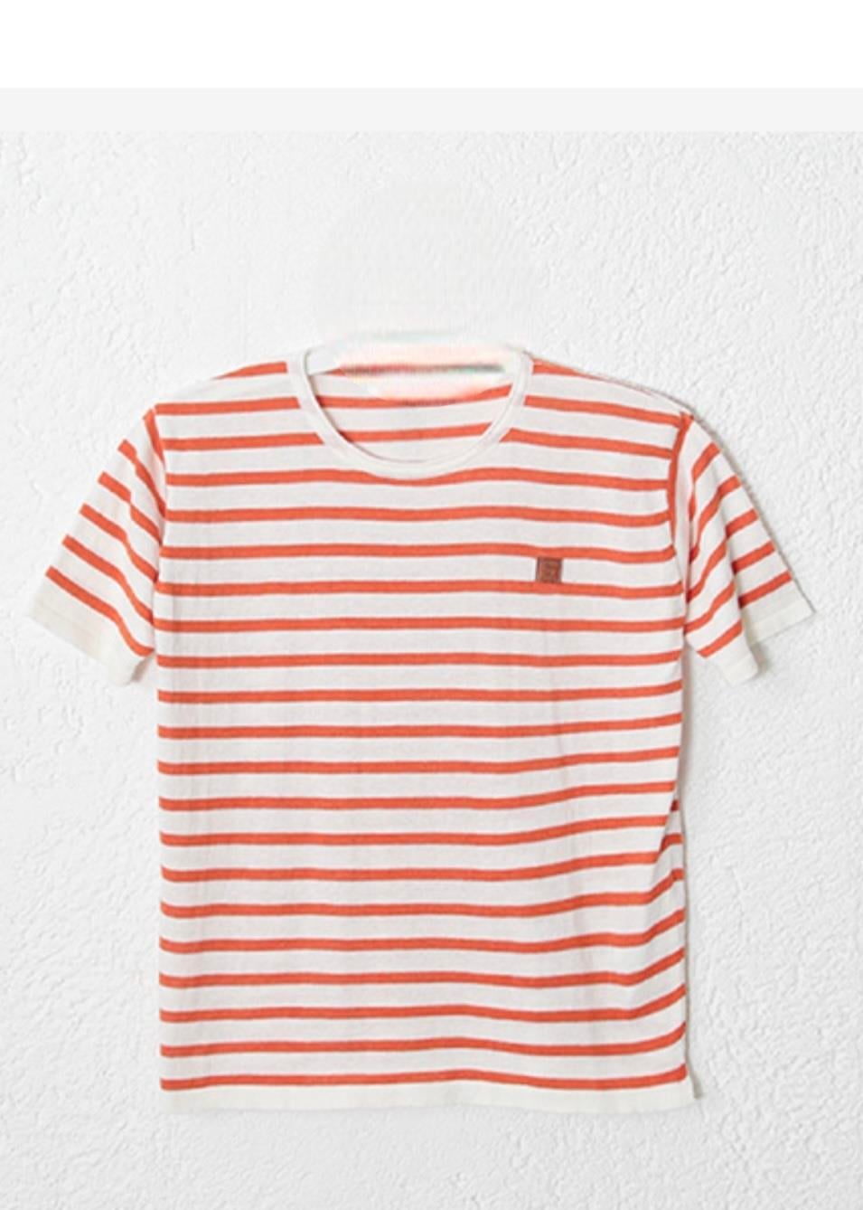 Erkek Çocuk 1-5  Yaş Çizgili Triko T-shirt 124400 Turuncu