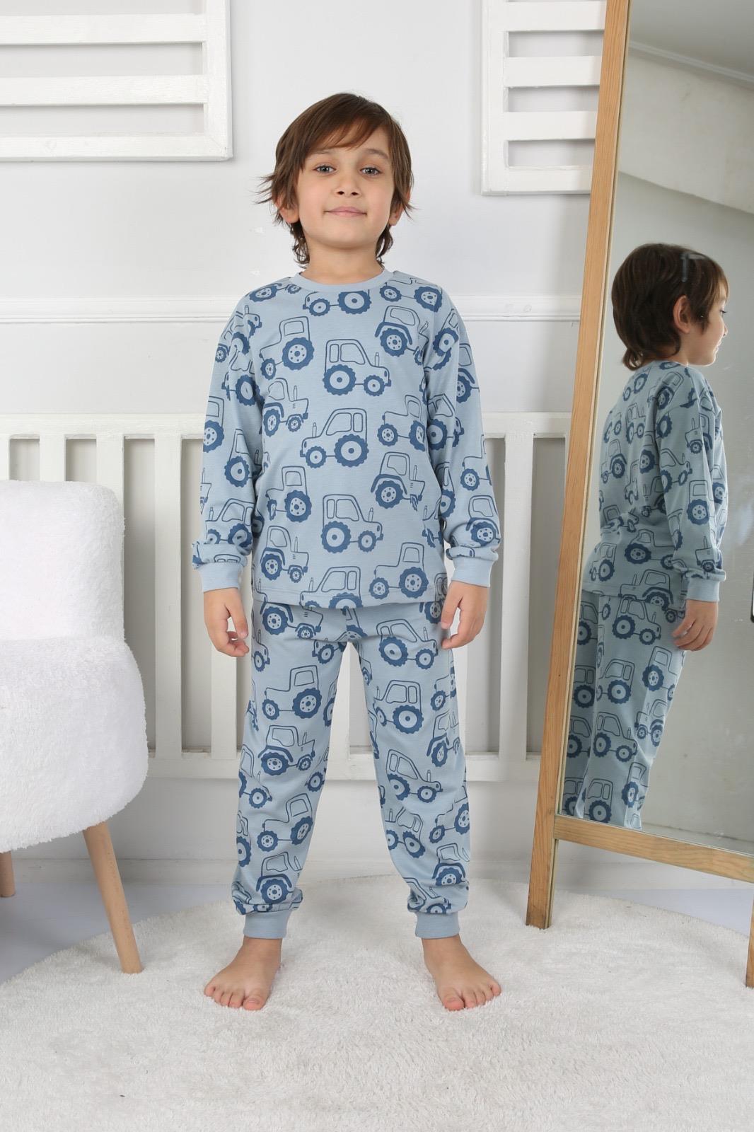 Erkek Çocuk 3-8 Yaş Traktör Pijama Takımı Mavi 32226 