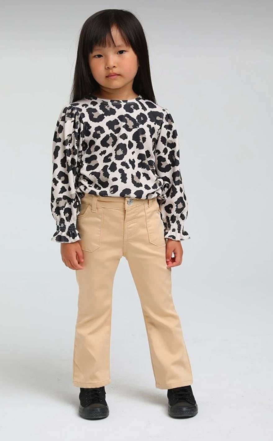 Escbl Leopar Yanları Büzgülü Bluz 35638