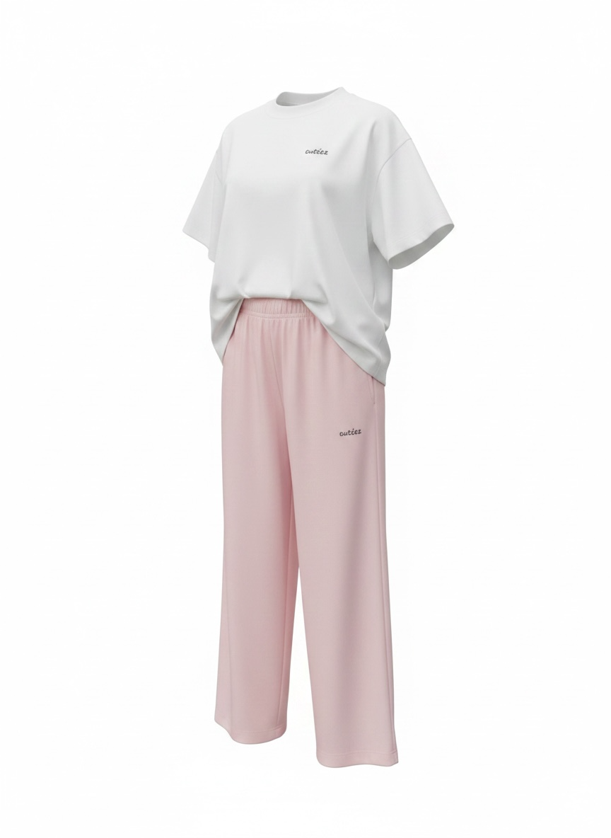 Kız Çocuk 5-12 Yaş 4699 Modal Pantolonlu Takım Ekru Pembe