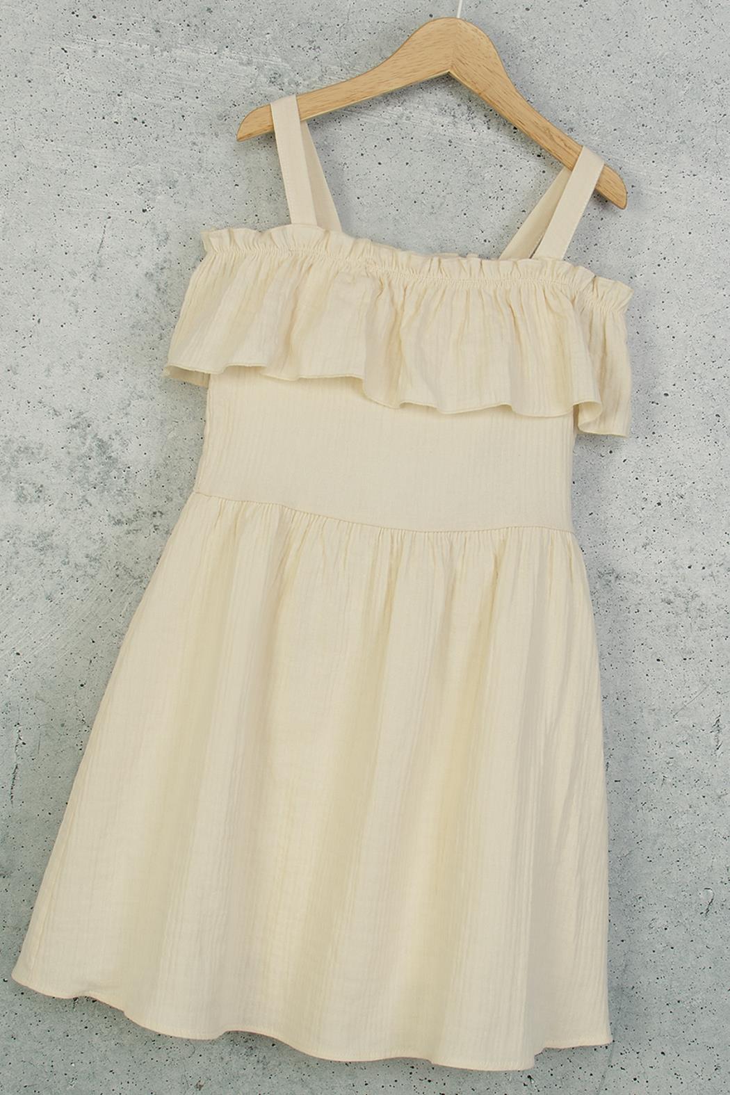 Kız Çocuk 9-14 Yaş Muslin Elbise Krem 0592