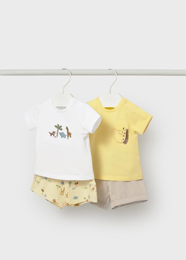 Mayoral Erkek 4 lü T-shirt Şort Sarı - Bej Takım 1652         