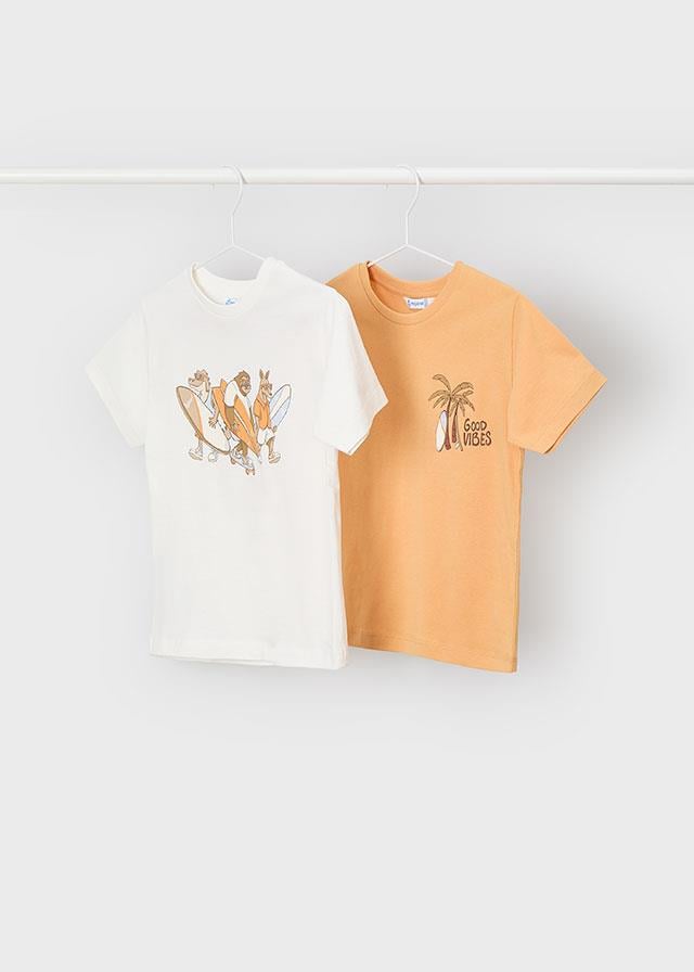 Mayoral Erkek  Palmiyalı 2 li T-shirt Turuncu - Krem 3063