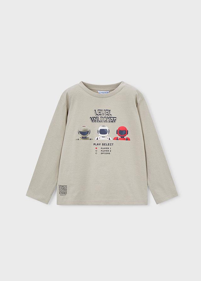 Mayoral Erkek Uzun Kol Robot  T-shirt  Gri 3084