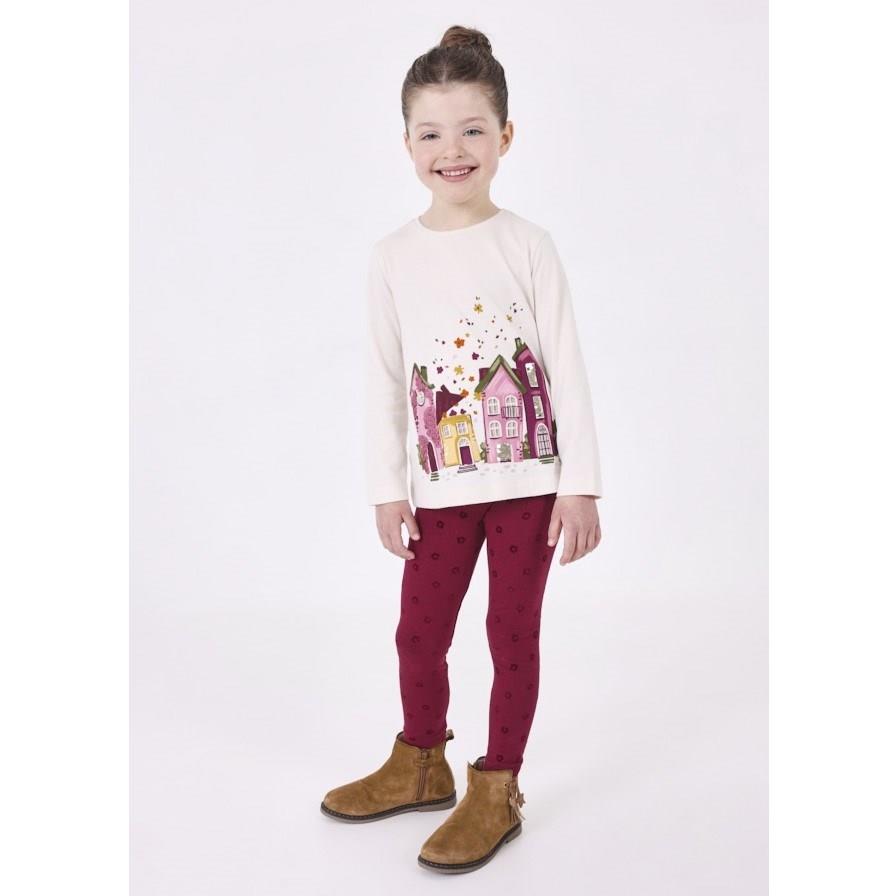 Mayoral Kışlık Kız S-shirt Tayt Takım Bordo-Mor 4787