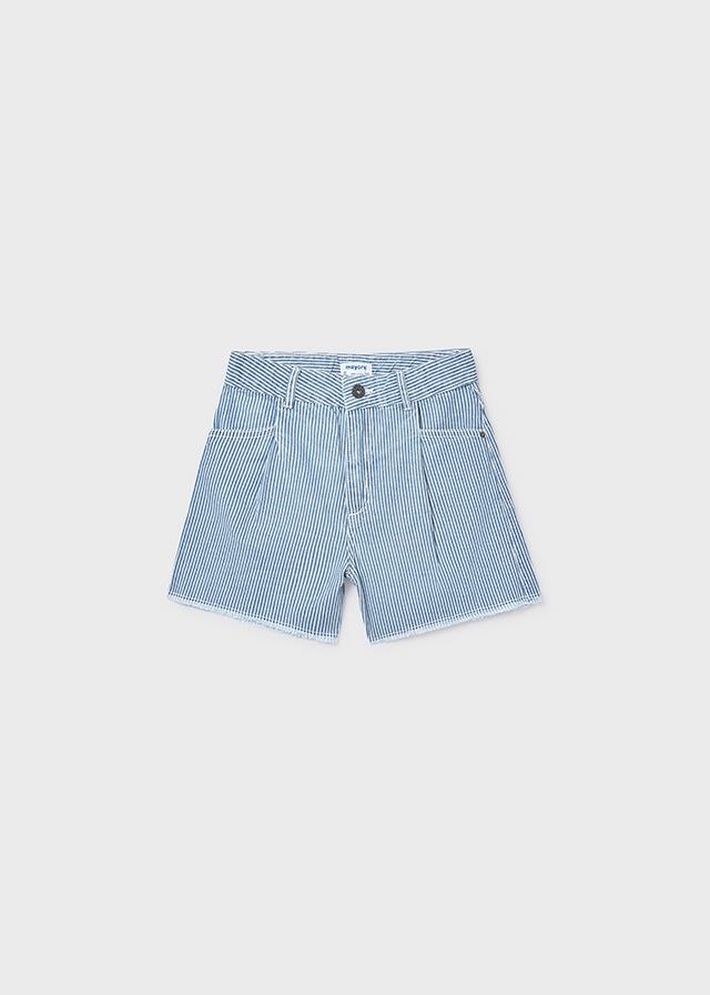 Mayoral Kız Çizgili Denim Şort Mavi 6205