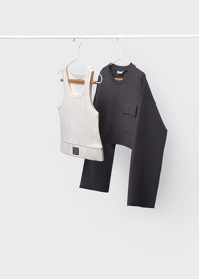 Mayoral Kız Crop Atletli Sweatshirt Antrasit  6402