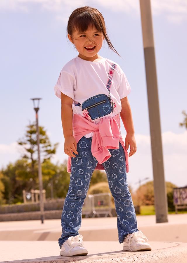 Mayoral Kız Kalpli Denim Görünümlü Tayt Takım  Mavi 3730