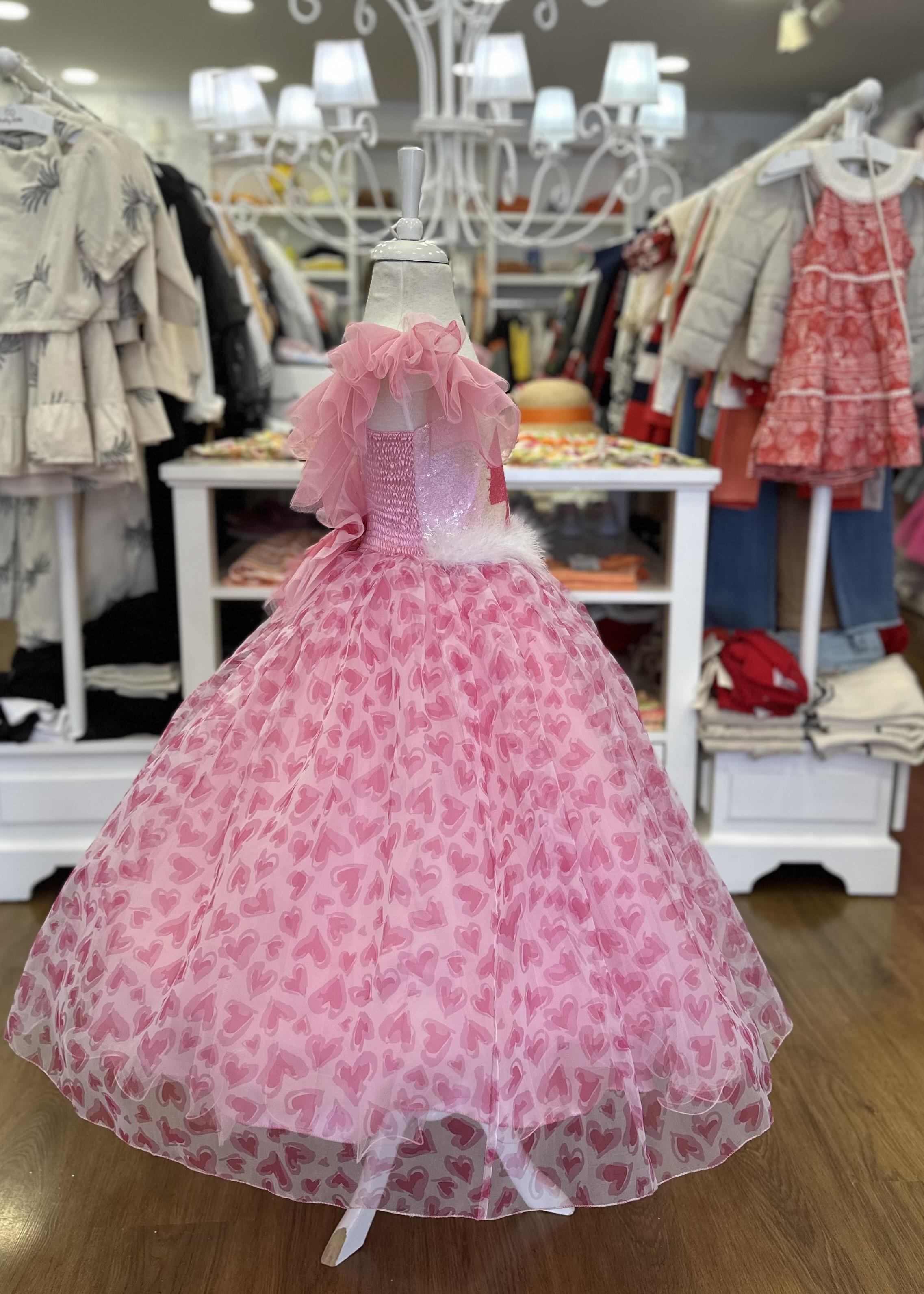 PL Kids 821 Kız Çocuk Barbie Kabarık Abiye Elbise Fuşya