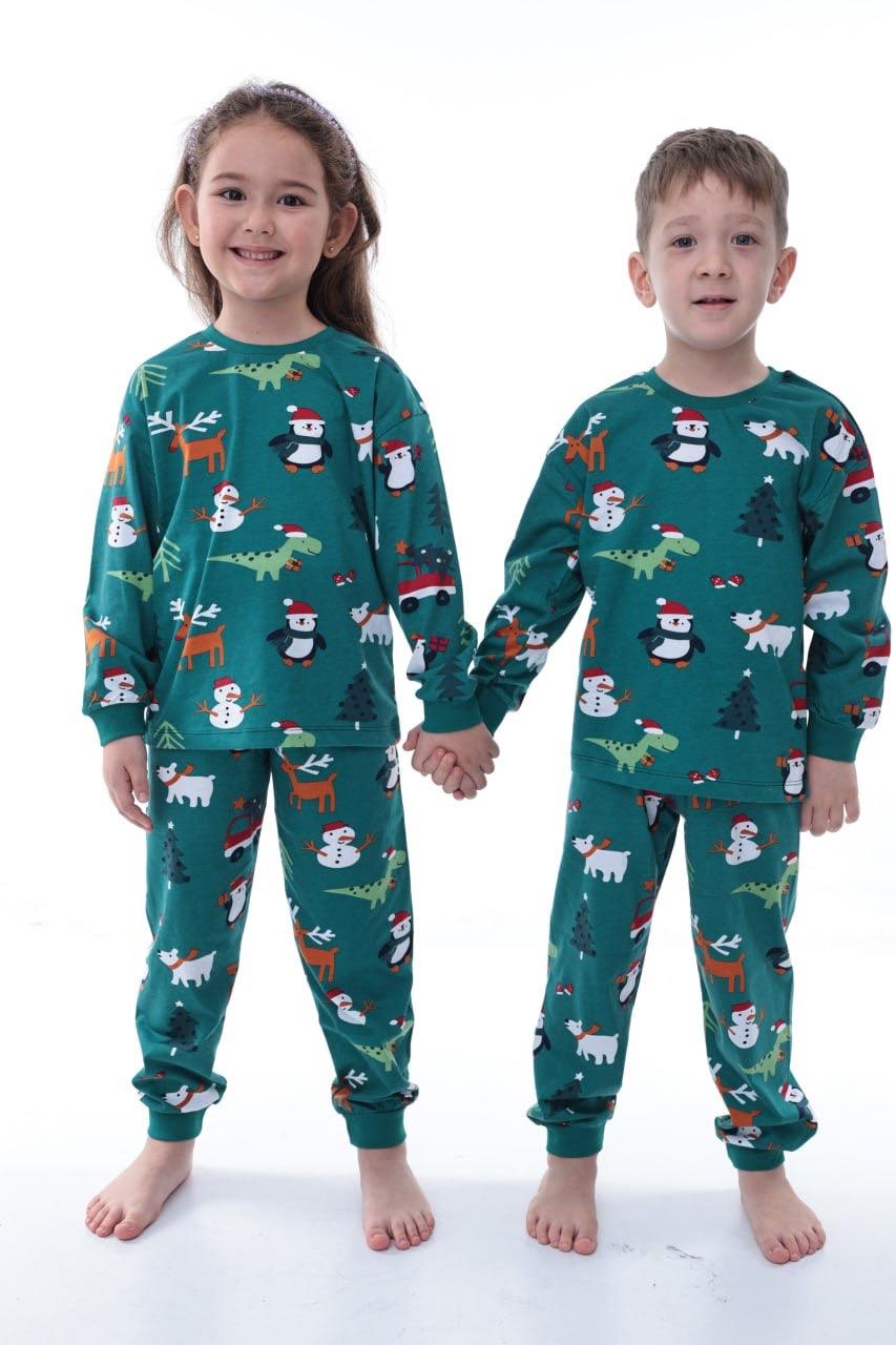 Unisex 9 Ay-3 Yaş Yenı Yıl Pijama Takımı Yeşil 34213