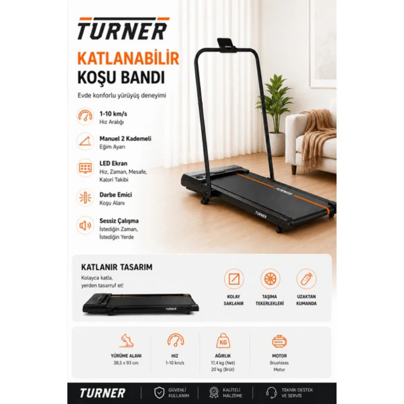 Turner Katlanabilir Yürüyüş Bandı Koşu Bandı