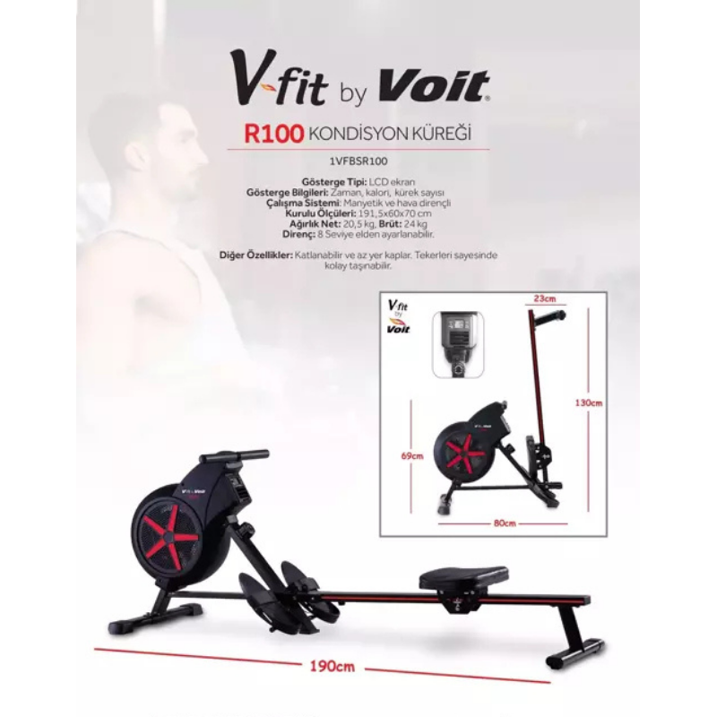 V-Fit BY VOIT R100 Kondisyon Küreği Hava Dirençli Manyetik