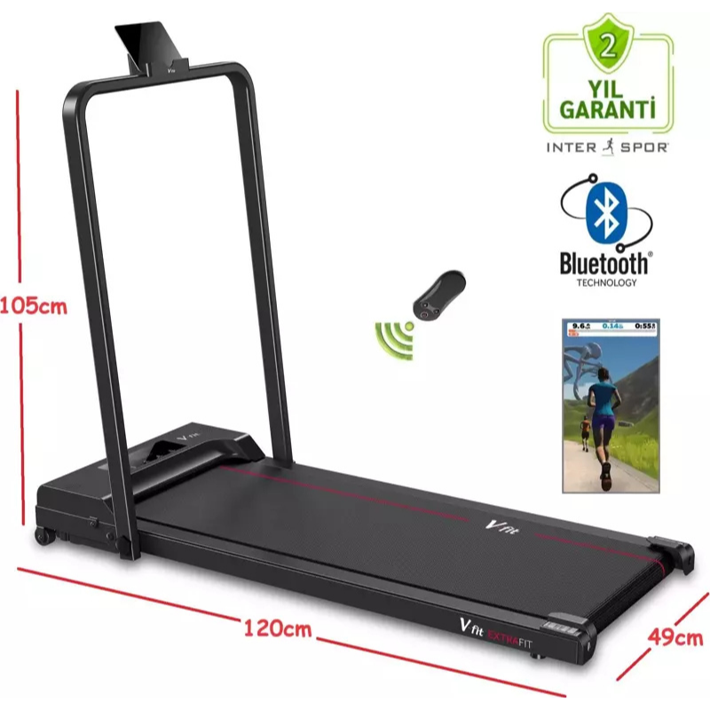 V-Fit Vfit Extra Fit Uygulama Destekli Katlanabilir Uzaktan Kumandalı Koşu Yürüyüş Bandı