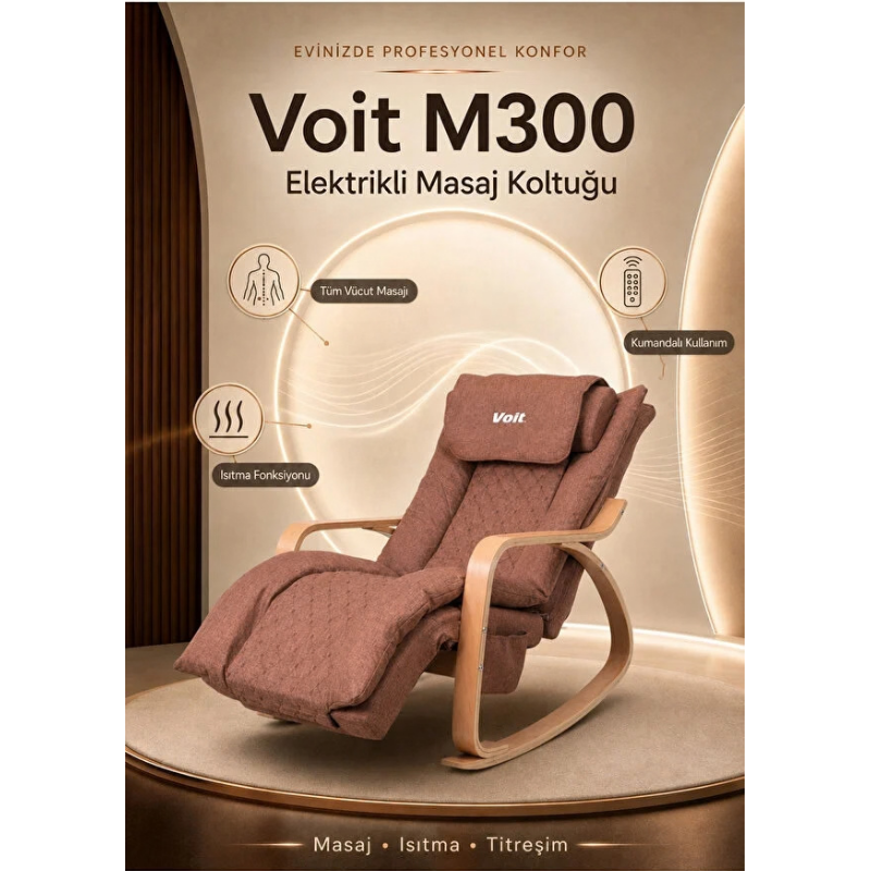 Voit M300 Elektrikli Masaj Koltuğu Masaj Sandalyesi Kahverengi Kumandalı
