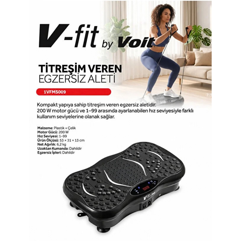 Voit Titreşimli Egzersiz Aleti – 99 Hız Kademeli, Kumandalı ve Egzersiz İpli