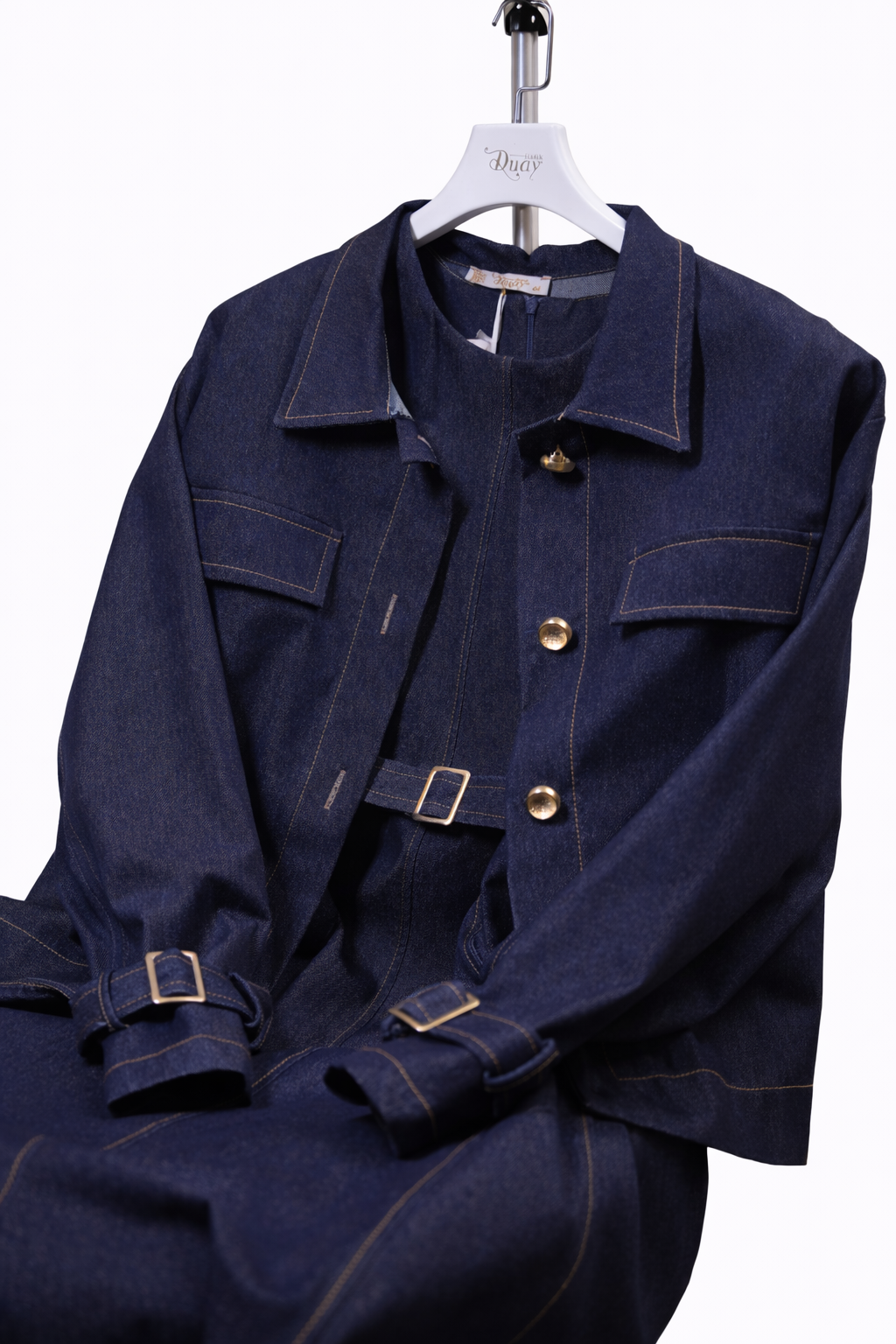 Duay Lacivert Denim Elbise Ceket Takımı