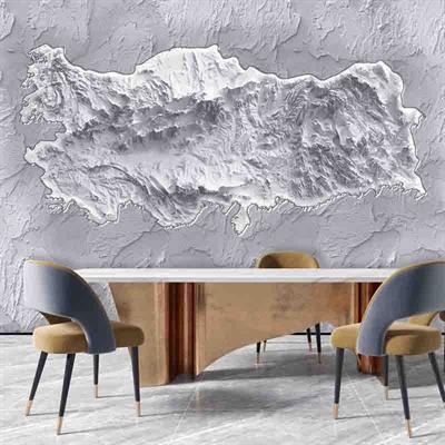Dreamwall 3D Kaya Türkiye Haritası  Desenli Tekstil Duvar Kağıdı