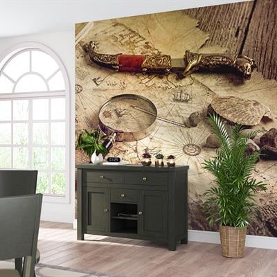 Dreamwall Eski Dünya Haritası Desenli Silinebilir Kumaş Duvar Kağıdı