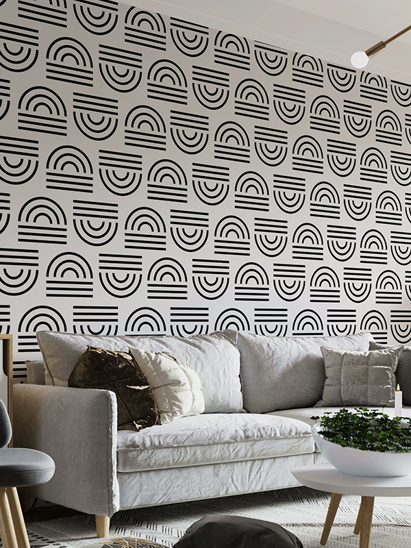 Dreamwall Siyah Beyaz Geometrik Desenli Isı Ve Ses Yalıtımlı Sağlıklı  Tekstil Duvar Kağıdı