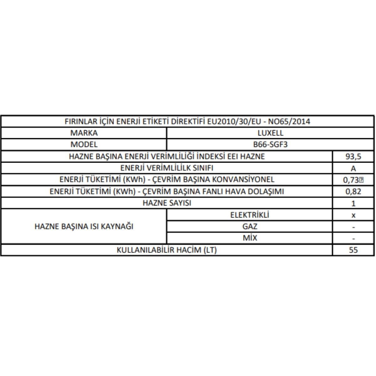 B66-SGF3 15 Programlı Siyah Opall Ankastre Fırın
