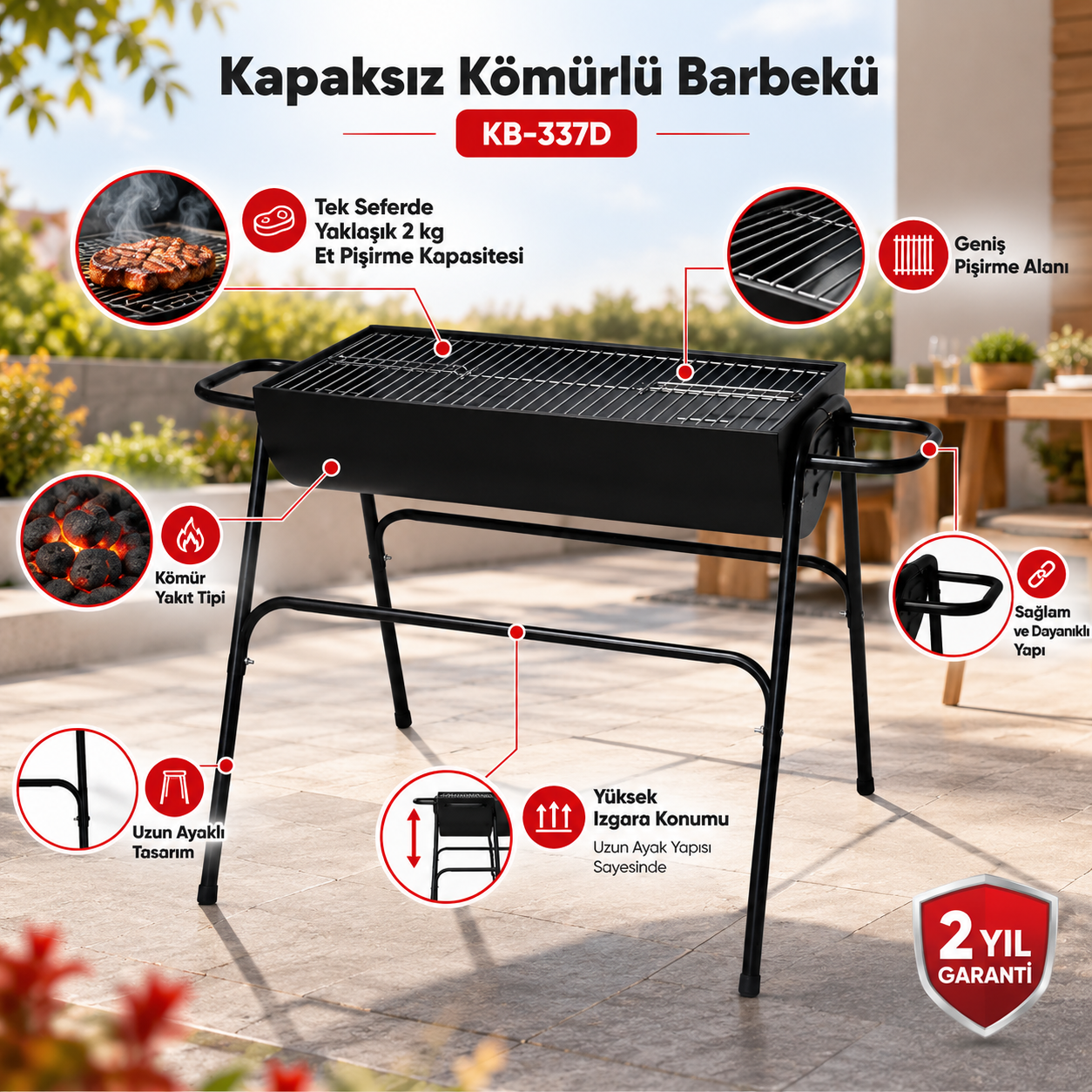 Kumtel Kapaksız Kömürlü Barbekü KB-337D