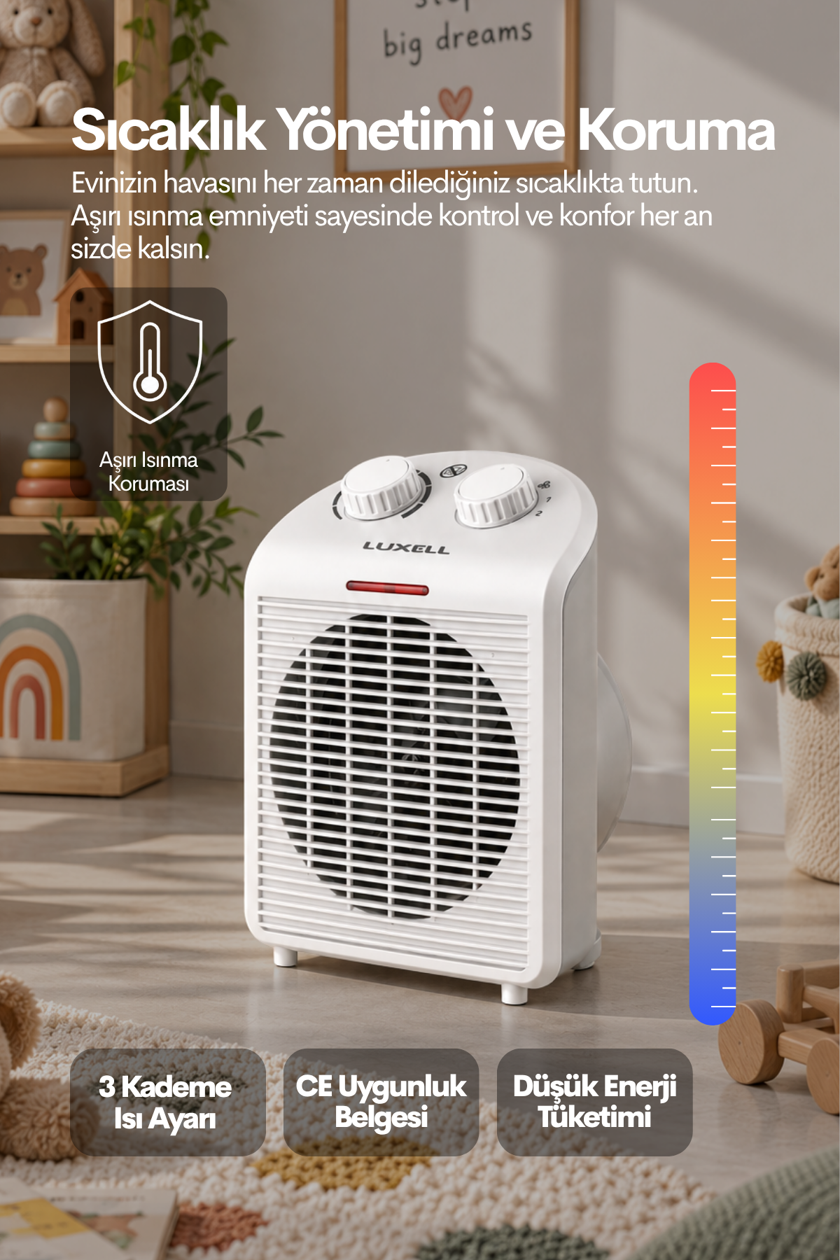 Luxell 2000W Termostatlı Fanlı Elektrikli Isıtıcı Yeni Model – KS-6335T