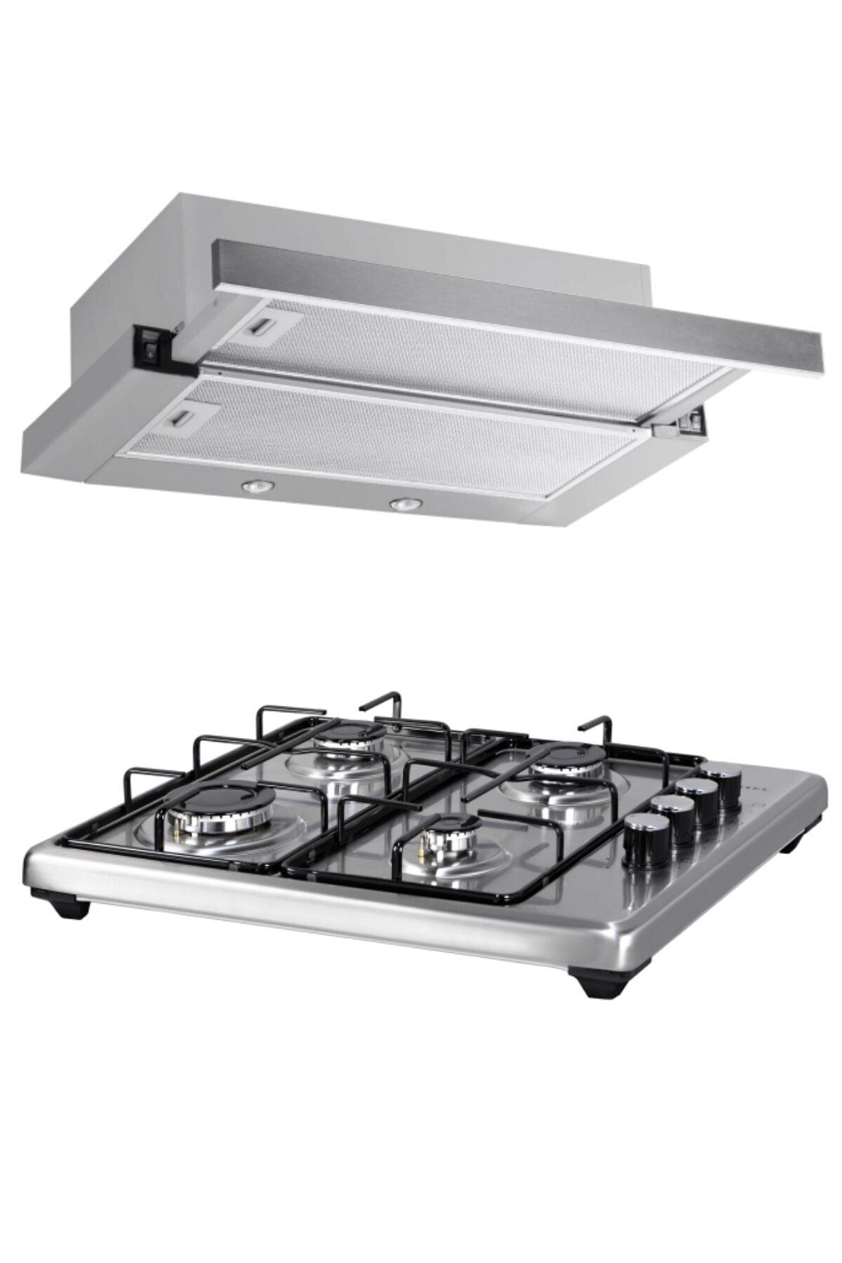 LUXELL 2Lİ İNOX SET  (SET ÜSTÜ OCAK-ASPİRATÖR)