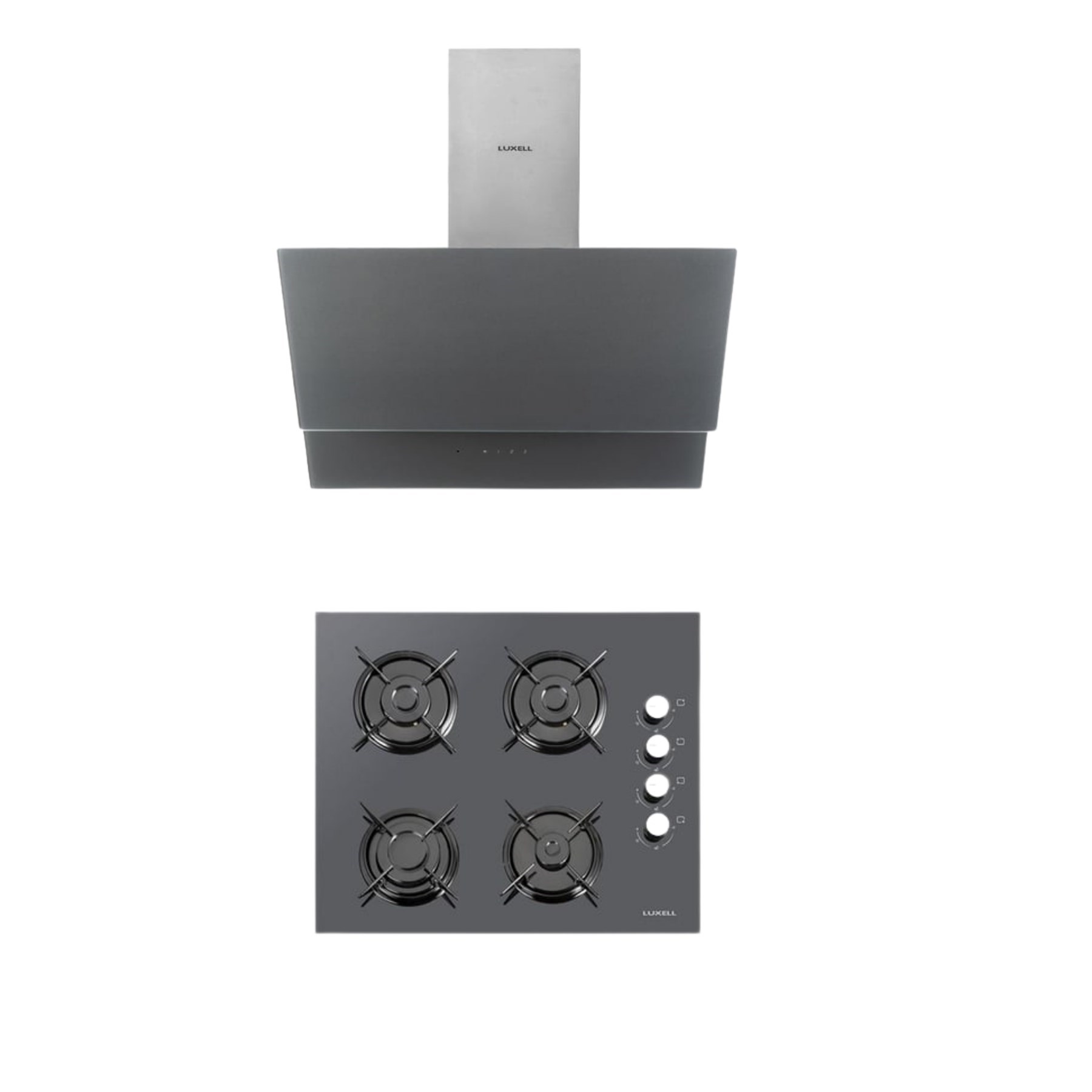Luxell 2li Metalik Gri Cam Set (DA88 Davlumbaz - Ocak)