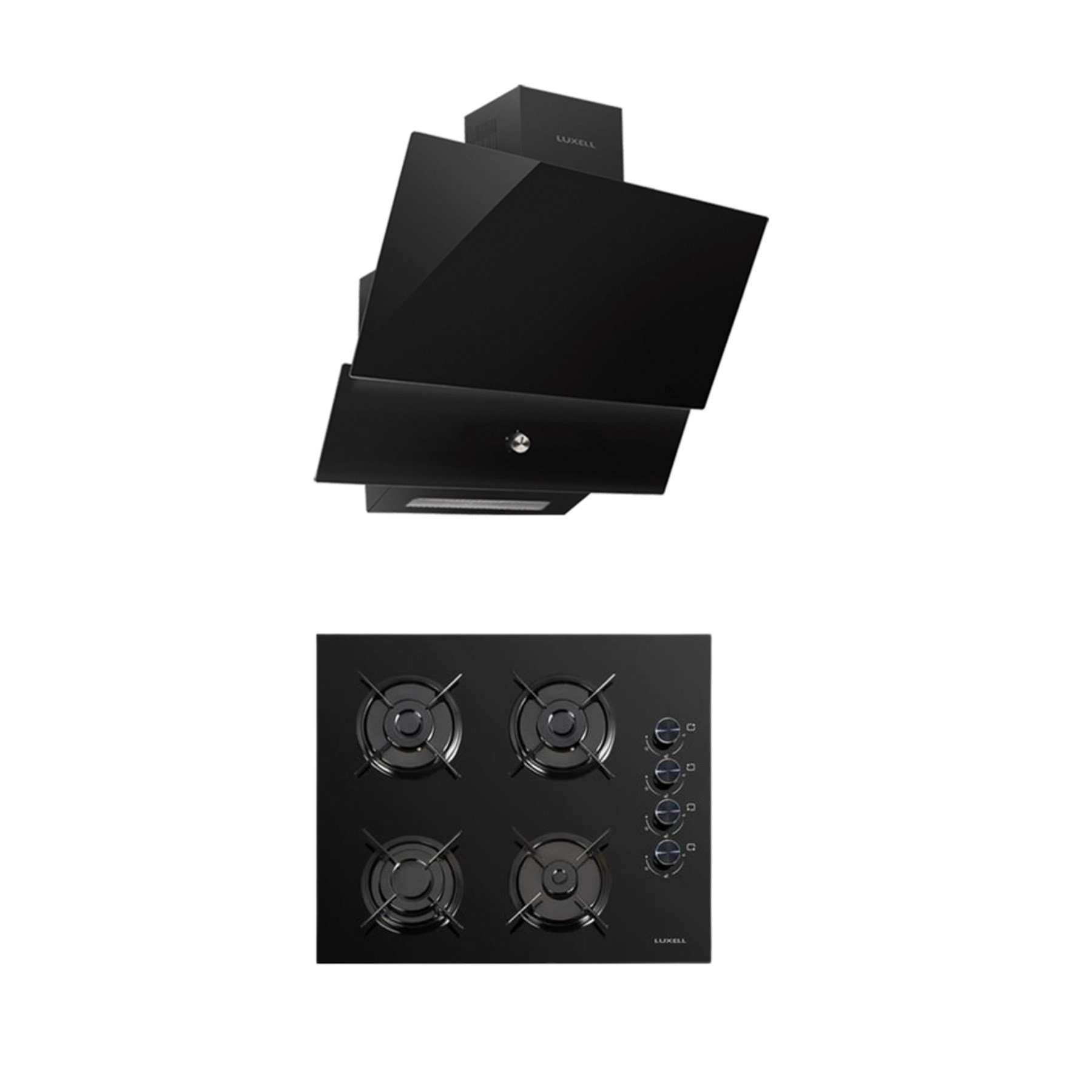 Luxell 2li Siyah Cam Ankastre Set (DA88 Davlumbaz - Ankastre Ocak)