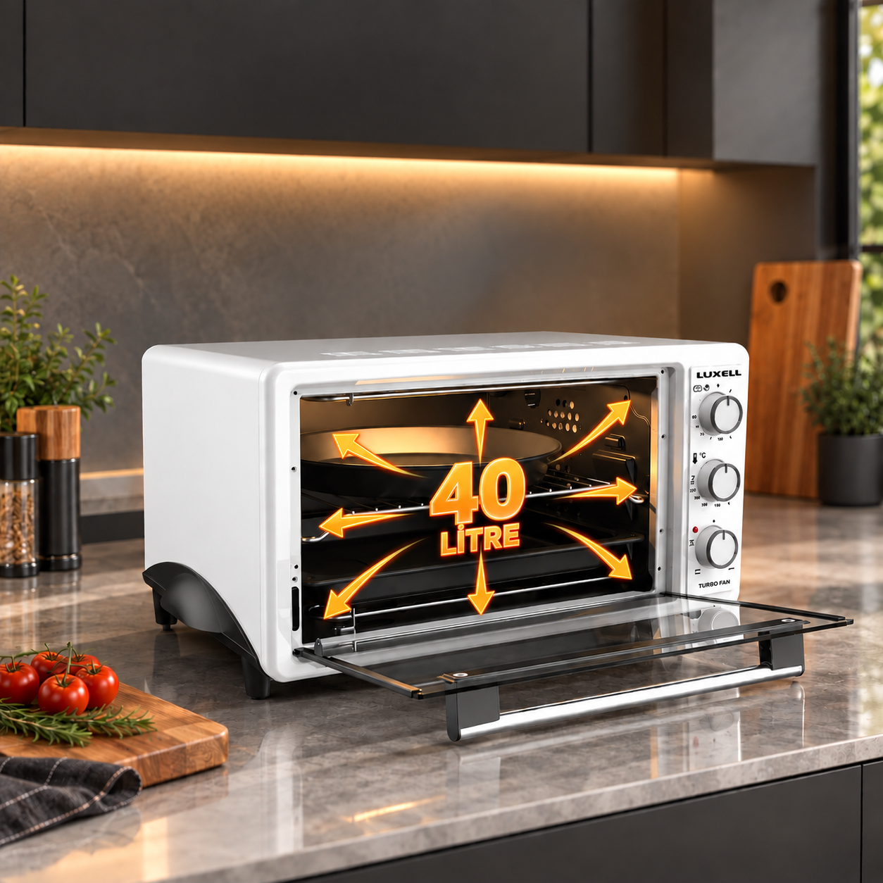 Luxell 40 Litre Turbo Mini Fırın Beyaz – LX-3525