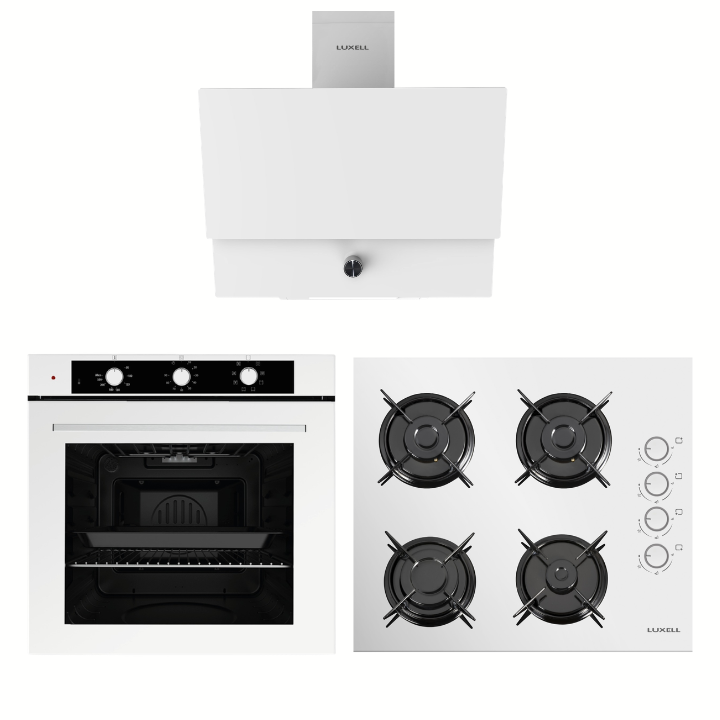 Luxell 77 Lt Optimum Beyaz Cam Ankastre Set