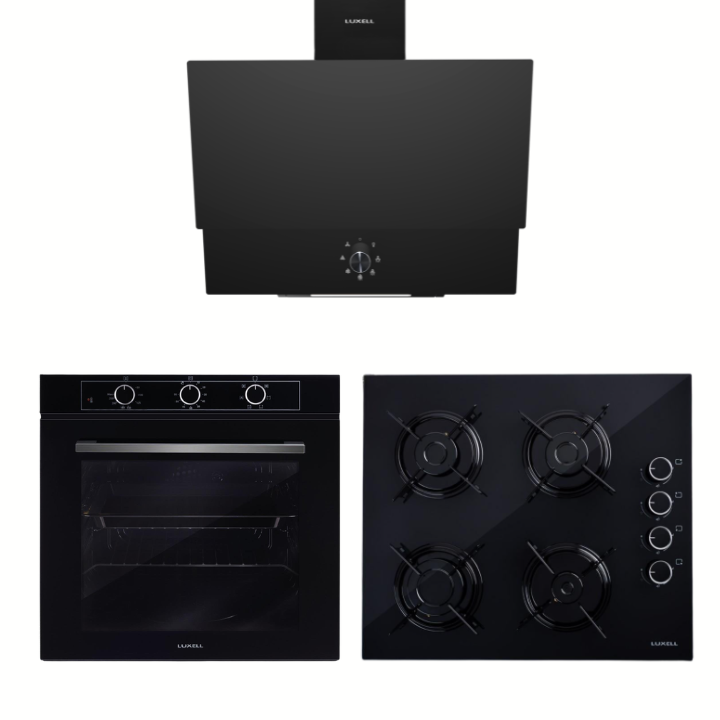 Luxell 77 Lt Optimum Siyah Cam Ankastre Set