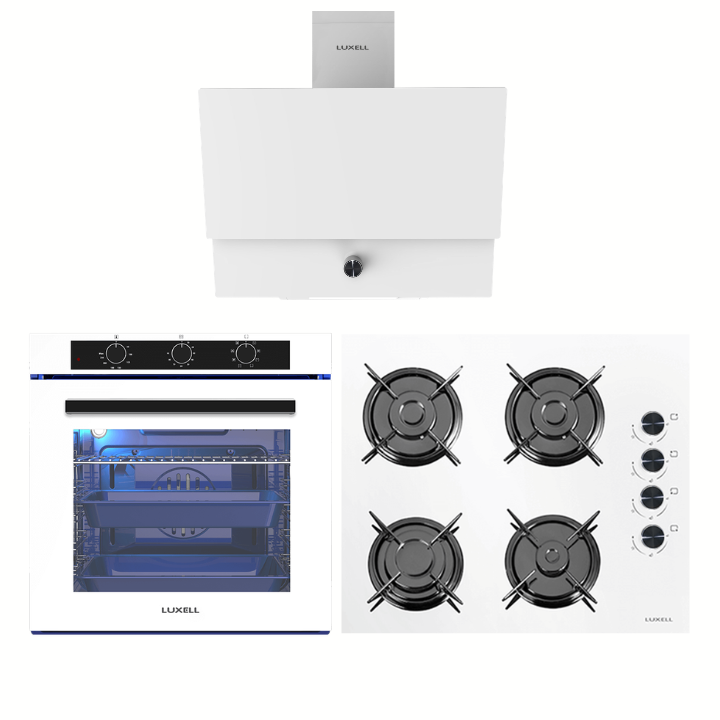 Luxell 88 Litre Master Beyaz Cam Ankastre Set