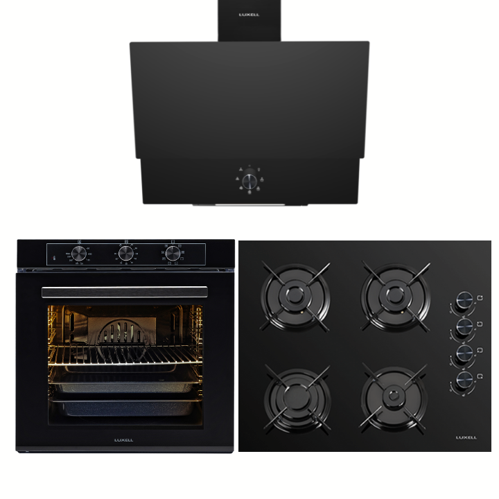 Luxell 88 Lt Master Siyah Cam Ankastre Set