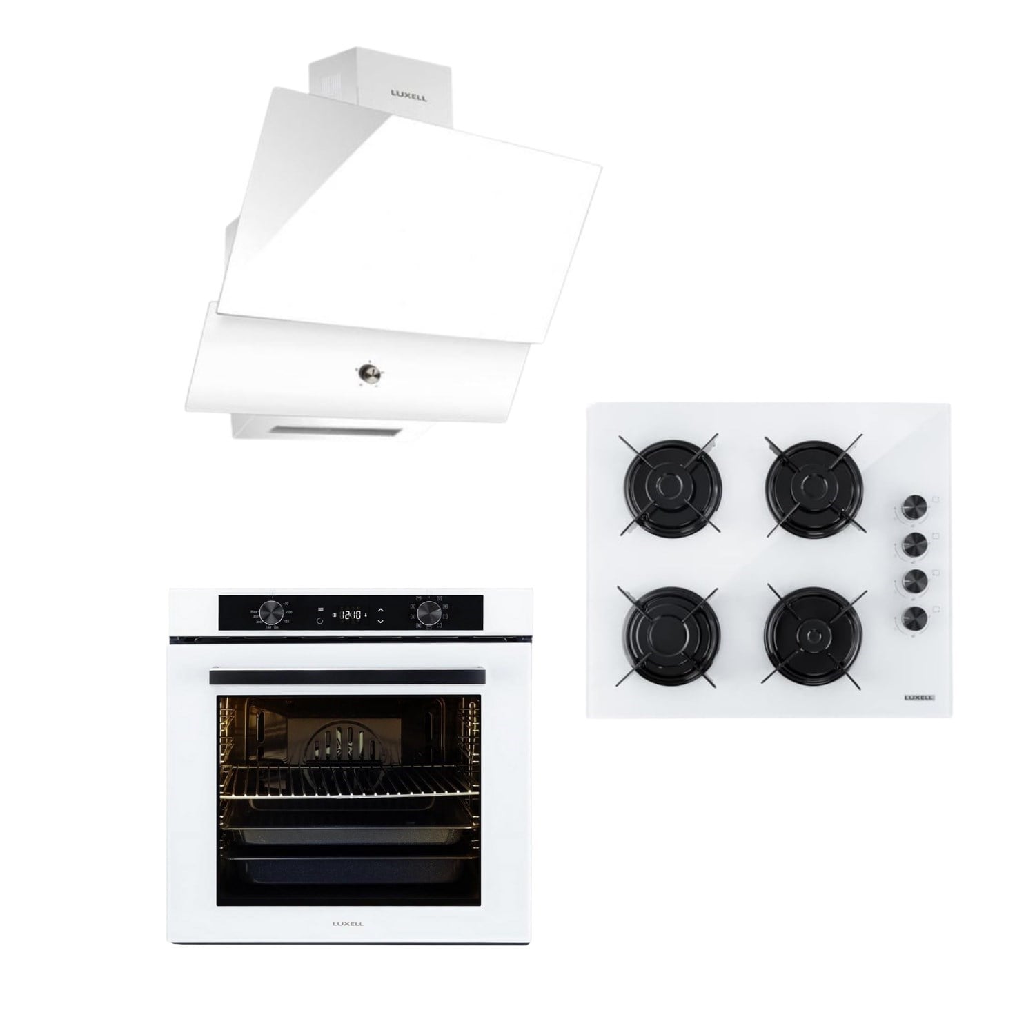 Luxell 88 Lt Plus Beyaz Cam Ankastre Set