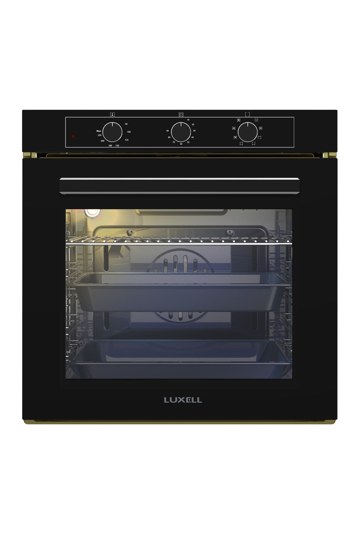 Luxell 88 Lt Süper Kristal Siyah Cam Ankastre Set