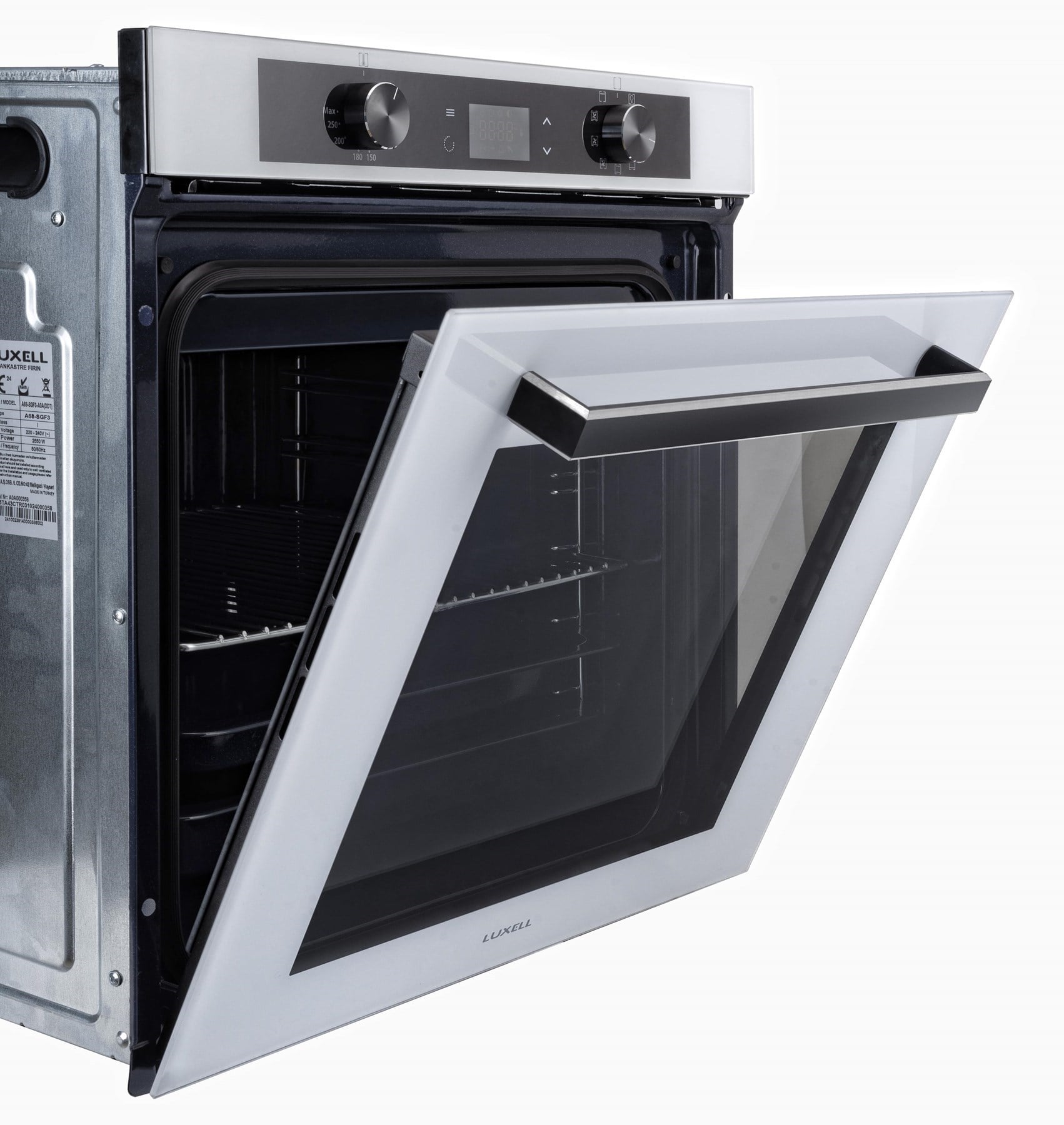 Luxell Ankastre Fırın Beyaz Cam 88 LT 9+1 Fonksiyon Dijital – A68-SGF3