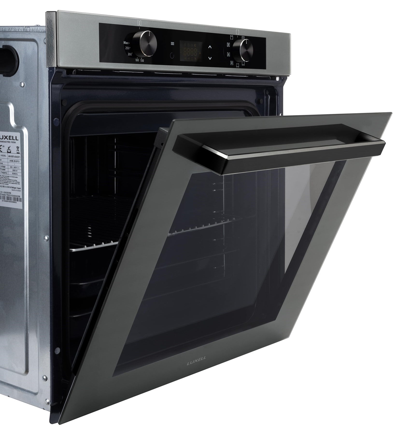 Luxell Ankastre Fırın Gri Cam 88 Lt 9+1 Fonksiyon Dijital – A68-SGF3