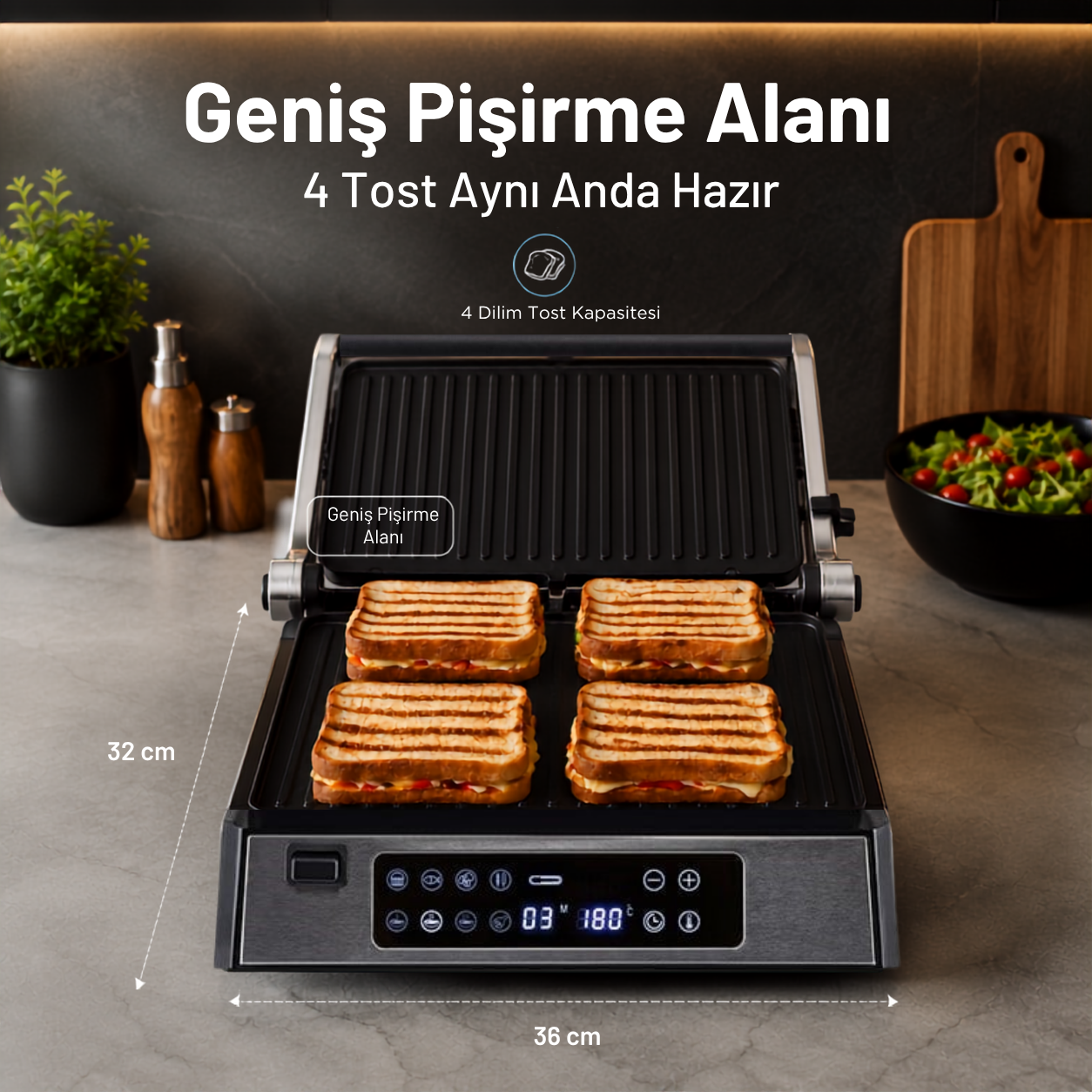 Luxell Çift Yönlü Izgara ve Tost Makinesi 2200W – LXTM-03