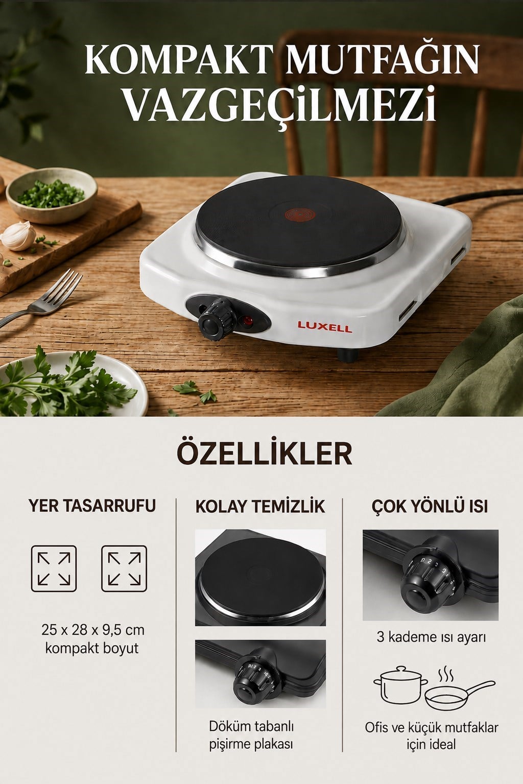 Luxell  Elektrikli Hotplate Gri Ocak – LX-7011