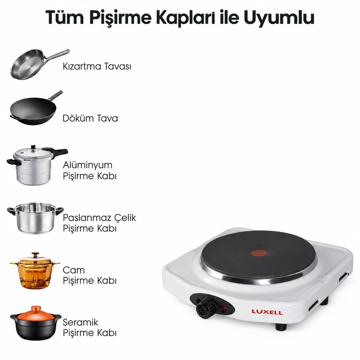 Luxell  Elektrikli Hotplate Gri Ocak – LX-7011