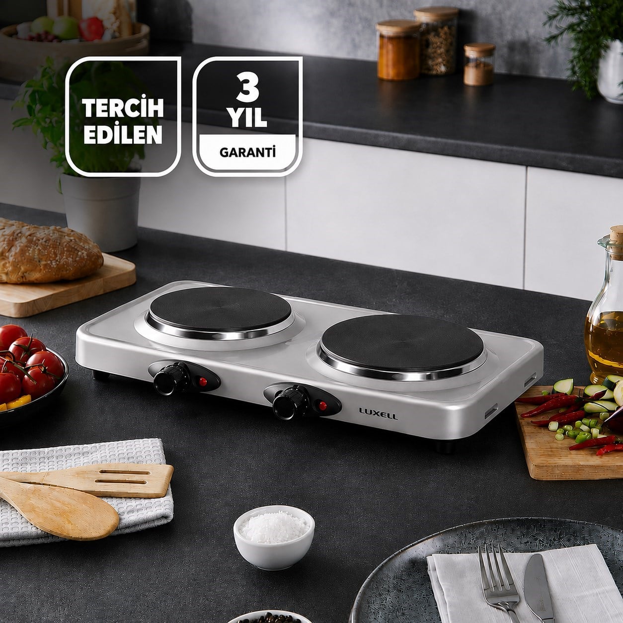 Luxell Elektrikli Ocak Hotplate Gri – LX-7021
