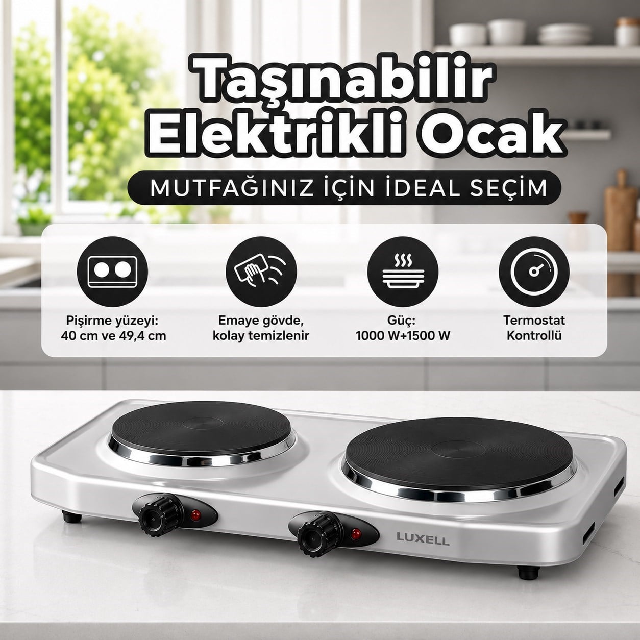 Luxell Elektrikli Ocak Hotplate Gri – LX-7021