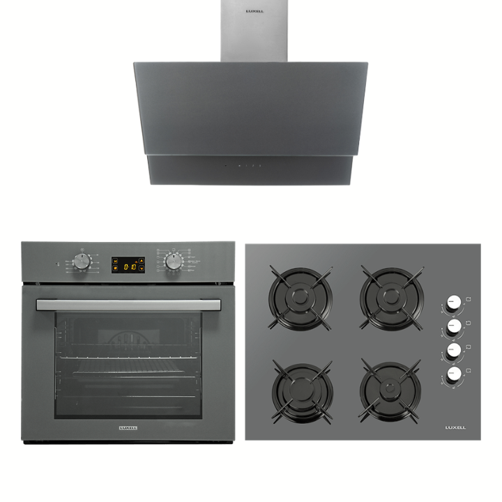 Luxell Opall Gri Cam Ankastre Set
