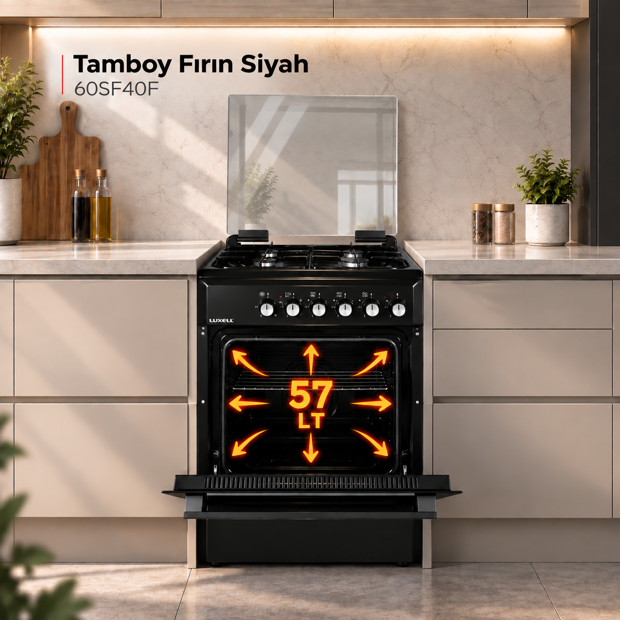 Luxell Tamboy  Fırın Siyah – 60SF40F